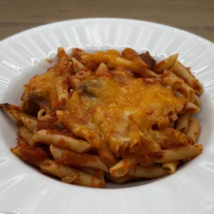 Macarrones con chorizo gratinados